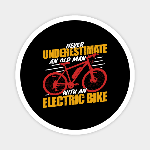 Electric Bike E-Bike Bicycle Cyclist Old Man Gift Magnet by Dolde08